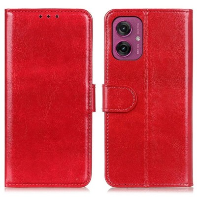 Motorola Moto G55 5G Binfen atverčiamas raudonas odinis dėklas - piniginė | Priedai.lt