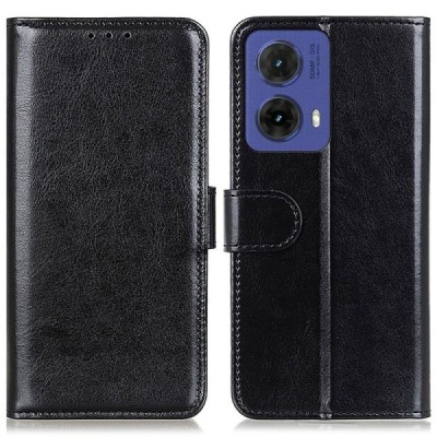 Motorola Moto G85 5G (S50 Neo 5G) Binfen atverčiamas juodas odinis dėklas - piniginė | Priedai.lt