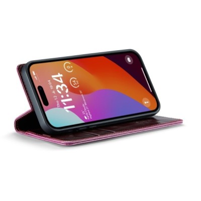 Samsung Galaxy A35 CaseMe Leather solīds atvēramais ādas bordo maciņš - maks | Vacins.lv