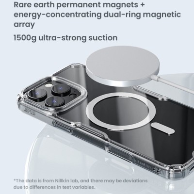 Apple iPhone 16 Pro "Nillkin" Nature TPU Pro Magnetic MagSafe dzidrs, caurspīdīgs cieta silikona apvalks | vacins.lv