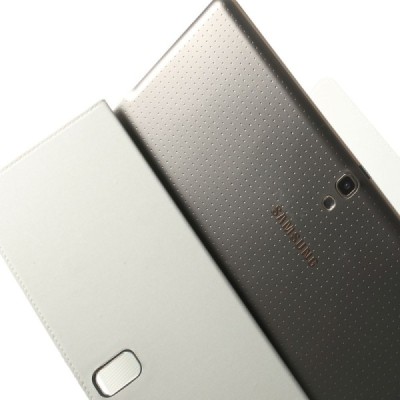 Samsung Galaxy Tab S 10.5 (T805, T800) ādas atvēramais balts futrālis / Vacins.lv