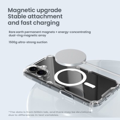 Apple iPhone 16 "Nillkin" Nature TPU Pro Magnetic MagSafe dzidrs, caurspīdīgs cieta silikona apvalks | vacins.lv