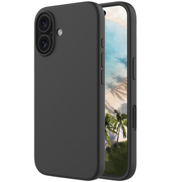 "Shell" cieta silikona (TPU) apvalks - melns (iPhone 16)