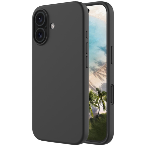 "Shell" cieta silikona (TPU) apvalks - melns (iPhone 16 Plus)