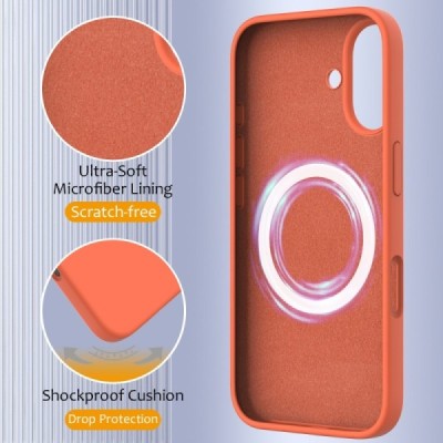 Apple iPhone 16 Plus "Shell" MagSafe cieta silikona (TPU) oranžs apvalks | vacins.lv
