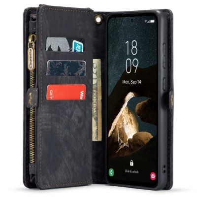 Samsung Galaxy A55 5G (SM-A556) CaseMe Retro Solid Case with Detachable Wallet - Black | Priedai.lt