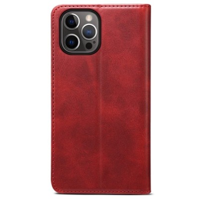 Apple iPhone 12 (12 Pro) „Suteni“ raudonas odinis atverčiamas dėklas - knygutė | Priedai.lt