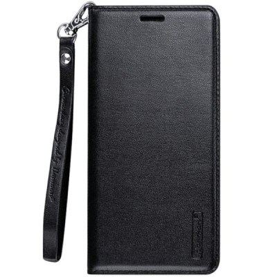 Samsung Galaxy S20 "Hanman" Leather solīds atvēramais ādas melns maciņš - maks | Vacins.lv