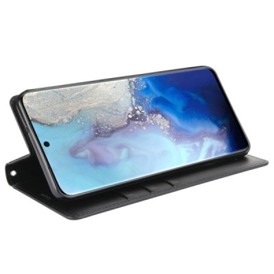 Samsung Galaxy S20 "Hanman" Leather solīds atvēramais ādas melns maciņš - maks | Vacins.lv