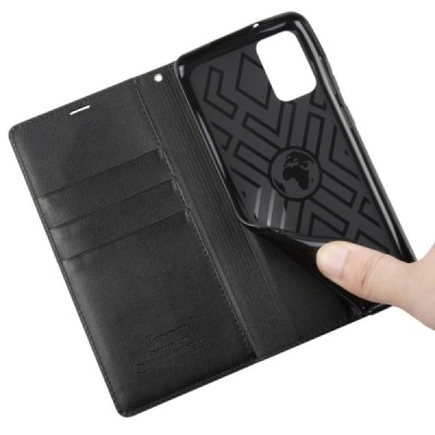 Samsung Galaxy S20 "Hanman" Leather solīds atvēramais ādas melns maciņš - maks | Vacins.lv