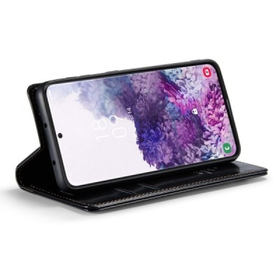 Samsung Galaxy S20 CaseMe Leather solīds atvēramais ādas melns maciņš - maks | Vacins.lv