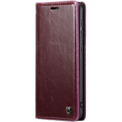 Samsung Galaxy S20 CaseMe Leather solīds atvēramais ādas bordo maciņš - maks | Vacins.lv