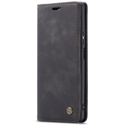 Huawei P40 lite CaseMe Retro solīds atvēramais ādas melns maciņš - maks | Vacins.lv