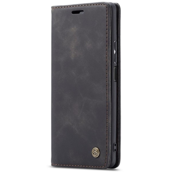 "CaseMe" Retro solīds atvēramais ādas maciņš - melns (P40 lite)