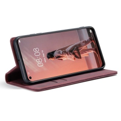 Huawei P40 Lite CaseMe Retro solīds atvēramais ādas bordo maciņš - maks | Vacins.lv