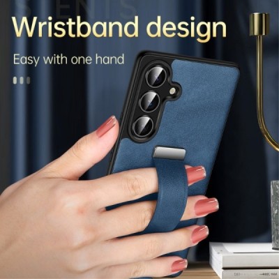 "SULADA" Leather Kickstand Samsung Galaxy S25 melns ādas apvalks | Vacins.lv