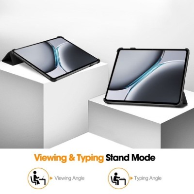 OnePlus Pad 2 (OnePlus Pad Pro) atverčiamas juodas odinis dėklas (sulankstomas) | Priedai.lt