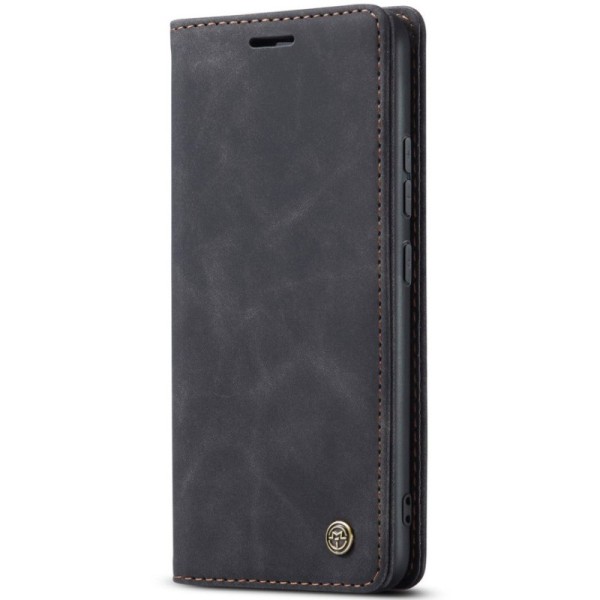 "CaseMe" Retro solīds atvēramais ādas maciņš - melns (Redmi Note 14 Pro 5G / Note 14 Pro+ 5G / Poco X7 5G)