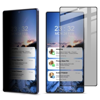 Samsung Galaxy S25 Ultra „IMAK“ Tempered Glass privatumo sustiprintos apsaugos juodas pilnai dengiantis apsauginis ekrano stikla