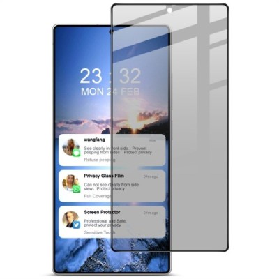 Samsung Galaxy S25 Ultra „IMAK“ Tempered Glass privatumo sustiprintos apsaugos juodas pilnai dengiantis apsauginis ekrano stikla