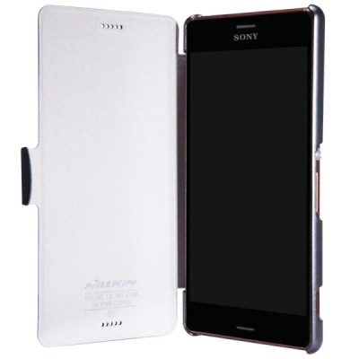 Nillkin Fresh Sony Xperia Z3 atverčiamas juodas odinis dėklas - knygutė / Priedai.lt