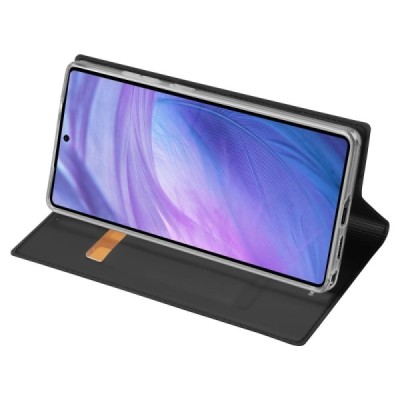 Samsung Galaxy S25 Ultra "Dux Ducis" Skin sērijas melns ādas atvērams maciņš | Vacins.lv