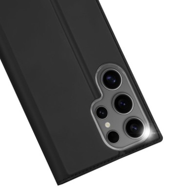 Samsung Galaxy S25 Ultra "Dux Ducis" Skin sērijas melns ādas atvērams maciņš | Vacins.lv