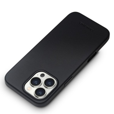 Apple iPhone 16 Pro Max "QIALINO" Slim MagSafe ādas melns vaciņš - apvalks | Vacins.lv