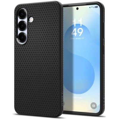 „Spigen“ Liquid Air Samsung Galaxy S25 juodas kieto silikono dėklas - nugarėlė | Priedai.lt