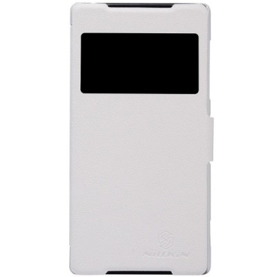 Sony Xperia Z2 baltas odinis atverčiamas Nillkin Fresh dėklas / Priedai.lt