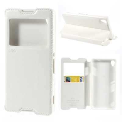 Sony Xperia Z3 Roar Noble ādas atvēramais balts futrālis / Vacins.lv