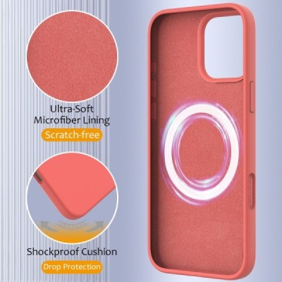 Apple iPhone 16 Pro Max „Shell“ MagSafe kieto silikono TPU rožinis dėklas - nugarėlė | Priedai.lt