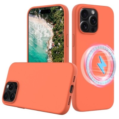 Apple iPhone 16 Pro Max "Shell" MagSafe cieta silikona (TPU) oranžs apvalks | vacins.lv