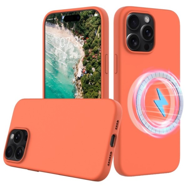 "Shell" MagSafe cieta silikona (TPU) apvalks - oranžs (iPhone 16 Pro Max)
