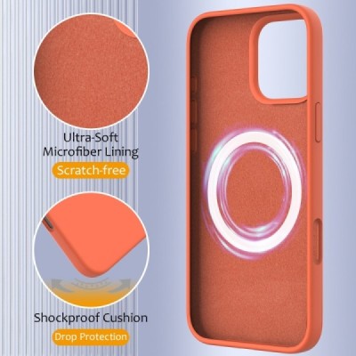 Apple iPhone 16 Pro Max "Shell" MagSafe cieta silikona (TPU) oranžs apvalks | vacins.lv