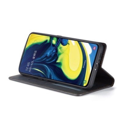 Samsung Galaxy A80 "Forwenw" Fantasy solīds atvēramais ādas melns maciņš - maks | Vacins.lv