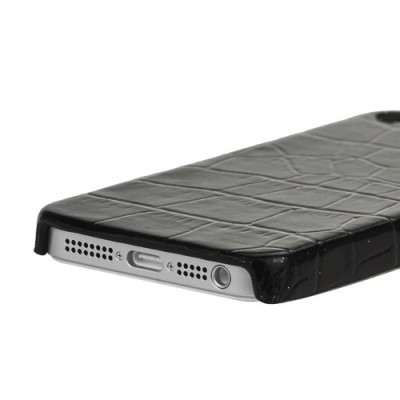 Apple iPhone SE (5, 5s) juodas dėklas su krokodilo odos imitacija / Priedai.lt