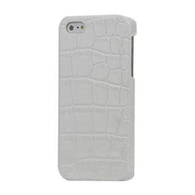 Apple iPhone SE (5, 5s) baltas dėklas su krokodilo odos imitacija / Priedai.lt