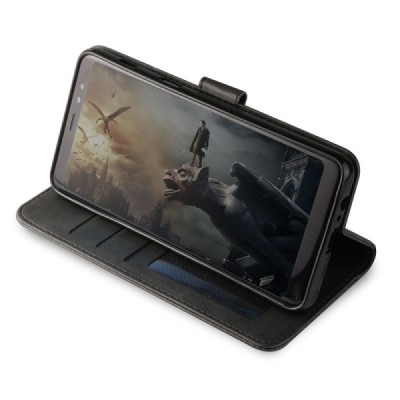 Samsung Galaxy A8 (2018) LC IMEEKE atvēramais melns maciņš - maks | Vacins.lv