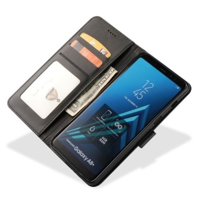 Samsung Galaxy A8 (2018) LC IMEEKE atvēramais melns maciņš - maks | Vacins.lv