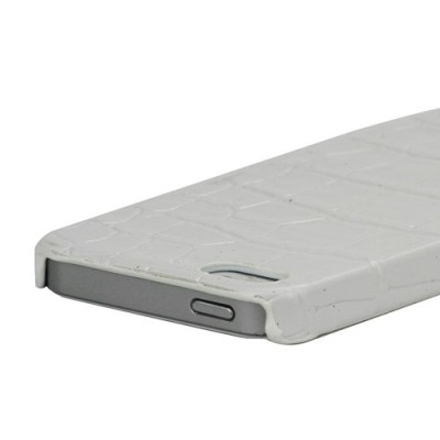 Apple iPhone SE (5, 5s) baltas dėklas su krokodilo odos imitacija / Priedai.lt