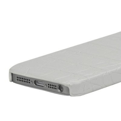Apple iPhone SE (5, 5s) baltas dėklas su krokodilo odos imitacija / Priedai.lt