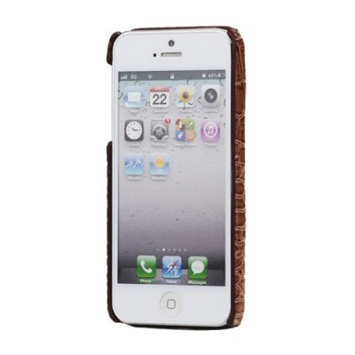 Apple iPhone SE (5, 5s) rudas dėklas su krokodilo odos imitacija / Priedai.lt