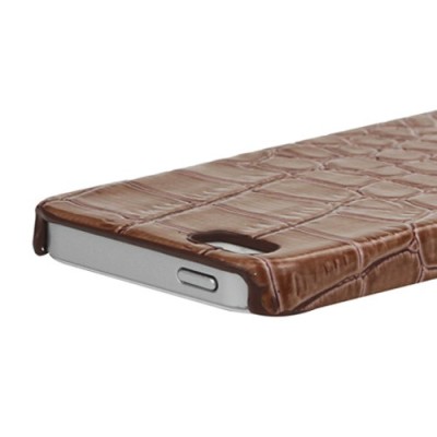Apple iPhone SE (5, 5s) rudas dėklas su krokodilo odos imitacija / Priedai.lt