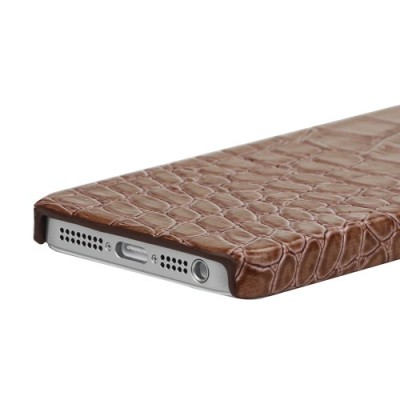 Apple iPhone SE (5, 5s) rudas dėklas su krokodilo odos imitacija / Priedai.lt