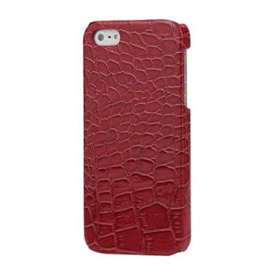 Apple iPhone SE (5, 5s) raudonas dėklas su krokodilo odos imitacija / Priedai.lt