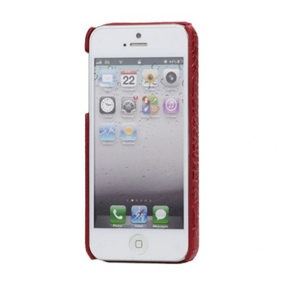 Apple iPhone SE (5, 5s) raudonas dėklas su krokodilo odos imitacija / Priedai.lt