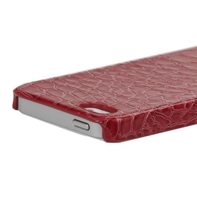 Apple iPhone SE (5, 5s) raudonas dėklas su krokodilo odos imitacija / Priedai.lt