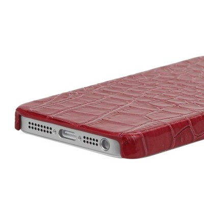 Apple iPhone SE (5, 5s) raudonas dėklas su krokodilo odos imitacija / Priedai.lt
