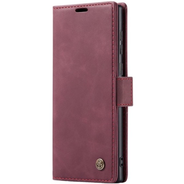 "CaseMe" Retro solīds atvēramais ādas maciņš - bordo (Galaxy S25 Ultra)